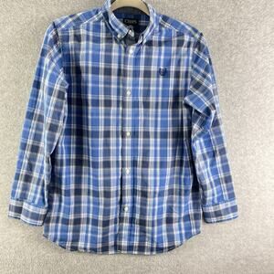 Chaps Boys Youth Size 14/16 Plaid Button Up Shirt Long Sleeve EUC